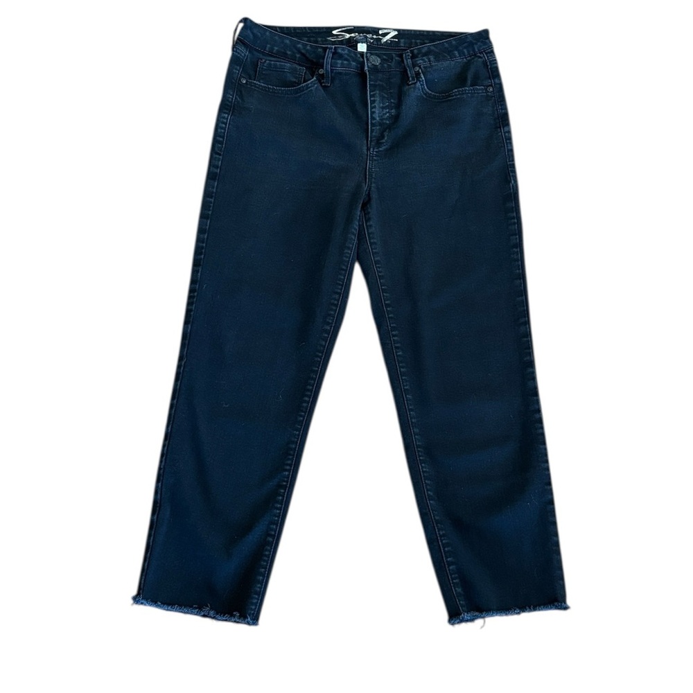 Seven7 Black Tower Cropped Straight Leg Denim Jeans Size 8